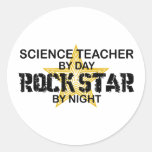 Science Teacher Rock Star by Night Round Stickers