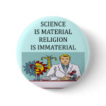 science vs religion joke pinback button