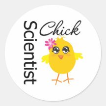 Scientist Chick Round Sticker