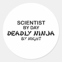 Scientist Deadly Ninja by Night Round Sticker