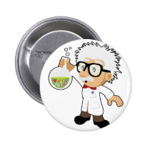 Scientist with beaker pinback button