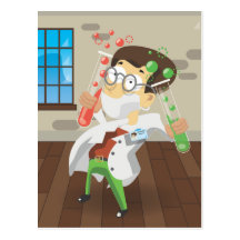 Scientist With Test tubes Post Card
