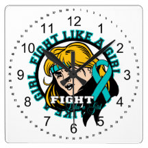 Scleroderma Fight Like A Girl Attitude Square Wallclocks