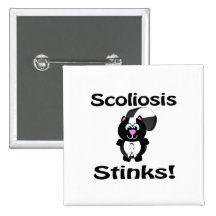 Scoliosis Stinks Skunk Awareness Design Buttons