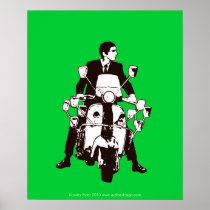 Scooter Rider 2010 Green Background Poster
