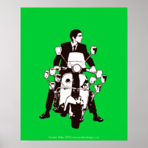 Scooter Rider 2010 Green Background Poster