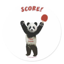 Score Panda Ping Pong Round Sticker