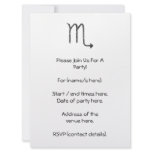 Scorpio. Zodiac Astrology Sign. Black. Custom invitations