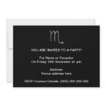 Scorpio. Zodiac Astrology Sign. Black. Custom invitations