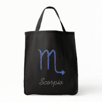 Scorpio. Zodiac Astrology Sign. Blue. Tote Bag