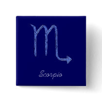 Scorpio. Zodiac Astrology Sign. Blue. Pinback Buttons
