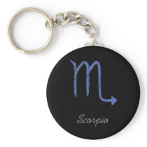 Scorpio. Zodiac Astrology Sign. Blue. Keychain