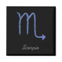 Scorpio. Zodiac Astrology Sign. Blue. Refrigerator Magnet