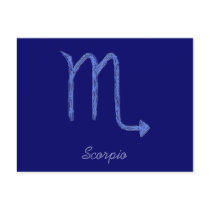 Scorpio. Zodiac Astrology Sign. Blue. Postcards