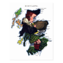 Scotland Caricature Map Post Card