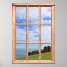 Scotland Castle, Sky and Ocean View from a Window Poster