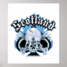 Scotland Skull and Ace Print