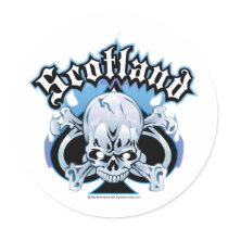 Scotland Skull and Ace Round Sticker
