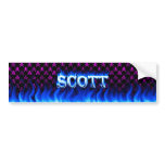 Scott blue fire and flames bumper sticker design.