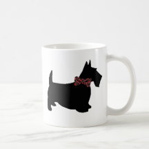 Scottie Dog in Plaid Bow Tie Coffee Mugs