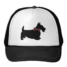 Scottie Dog in Plaid Bow Tie Hat