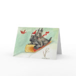 "Scottie Sleigh Ride" Dog Art Christmas Cards
