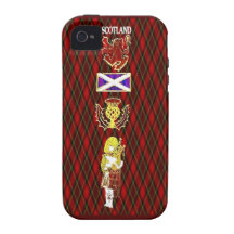 Scottish Lion,Thistle,Flag and Piper on Red Tartan Case-Mate iPhone 4 Cover