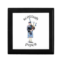 Scottish Piper - Blue Plaid Keepsake Box