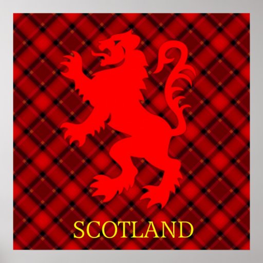 Scottish Red Lion Rampant on Tartan Print | Zazzle