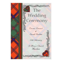 Scottish Tartan Wedding program - Stewart of Appin Personalized Invite