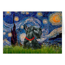 Scottish Terrier 12c -Starry Night Greeting Card