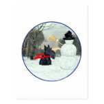 Scottish Terrier and Snowman Postcard