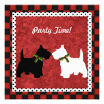 Scottish Terrier Black and White Christmas Fun Custom Invitation