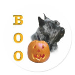 Scottish Terrier (black) Boo Round Stickers