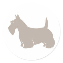 Scottish Terrier Classic Silhouette Round Stickers