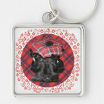 Scottish Terrier on Tartan Keychains