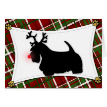 Scottish Terrier Reindeer Christmas Card