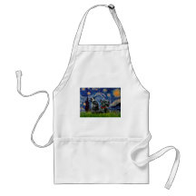 Scottish Terrier (two blk) - Starry Night Apron