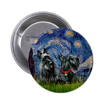 Scottish Terrier (two blk) - Starry Night Button