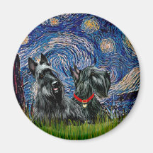 Scottish Terrier (two blk) - Starry Night Magnet