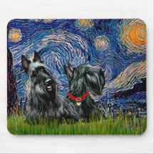 Scottish Terrier (two blk) - Starry Night Mouse Pad