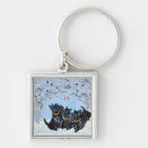 Scottish Terriers in the snow! Key Chains