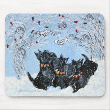 Scottish Terriers in the snow! Mouse Pad