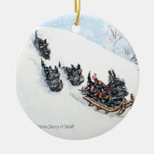 Scottish Terriers Sled Christmas Tree Ornaments