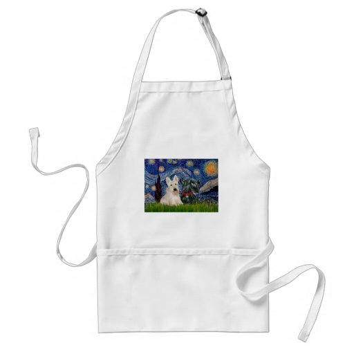 Scottish Terriers (two-BW) - Starry Night Aprons