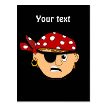 Scowling Boy Cute Pirate Stuff Customisable Post Card