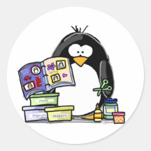 Scrapbook Penguin Round Stickers