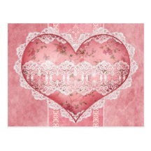 Scrapbook Victorian Floral Heart Postcard