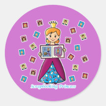 Scrapbooking Princess Round Sticker