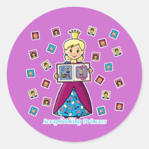 Scrapbooking Princess Round Sticker